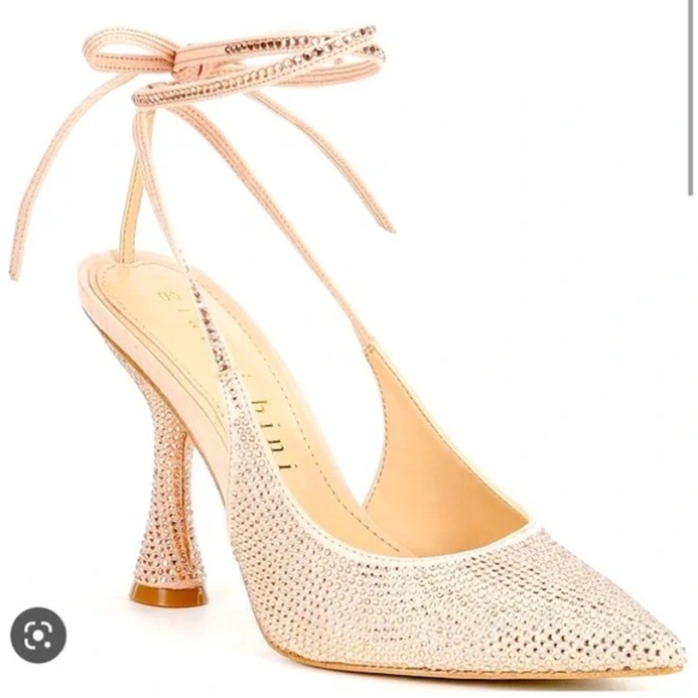 Gianni Bini Rhinestone Embellished Ankle Wrap Pointed Heels!